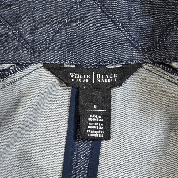 White House Black Market Zip Front Denim Blazer Jacket - Picture 11 of 12